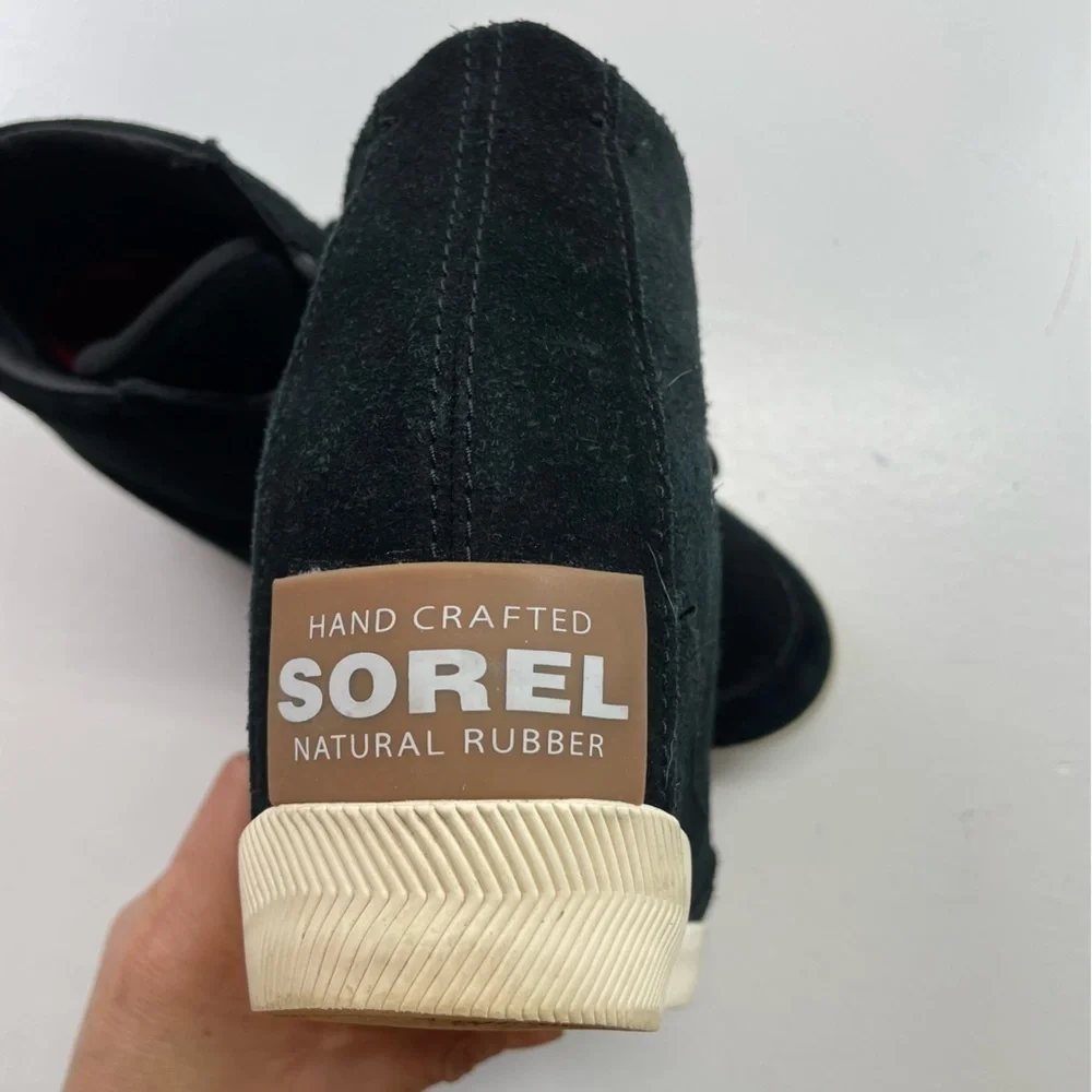 Sorel Out N About‎ Wedge Bootie Womens 8.5 Black Sea Salt Suede